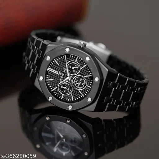 FrankTime's Black New Look Solid Round Analog Watches for Men